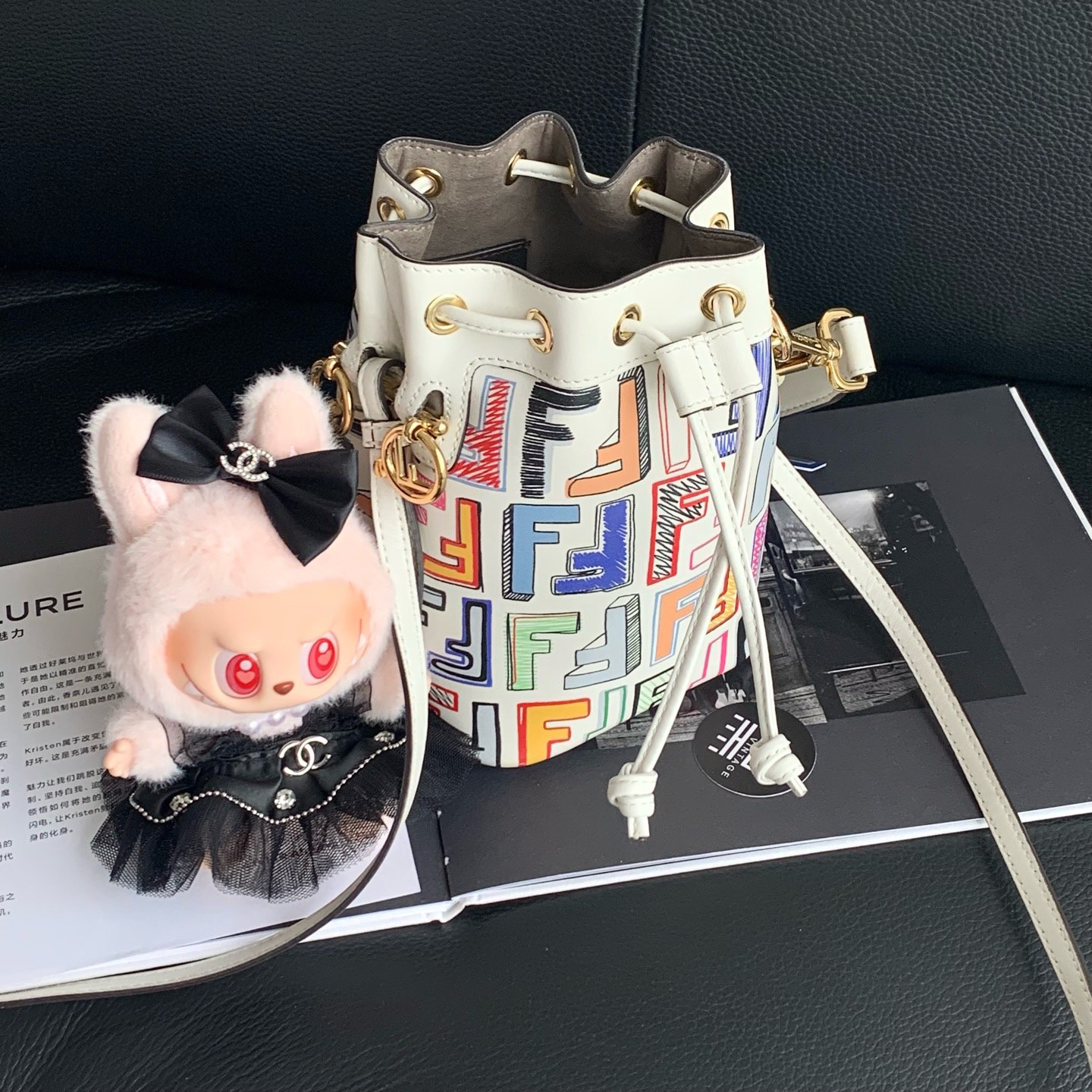 95新 FENDI/芬迪 七夕限定印花水桶包 12cm  14593985