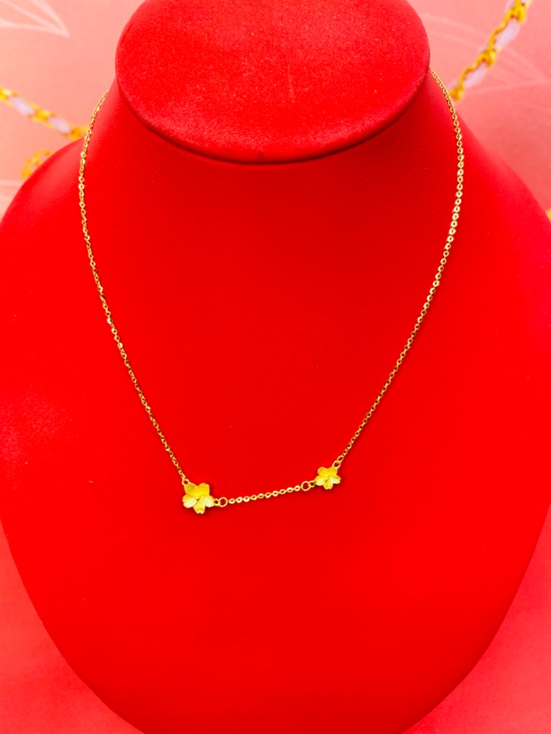 5G实心调节五瓣樱花花形套链3.5克