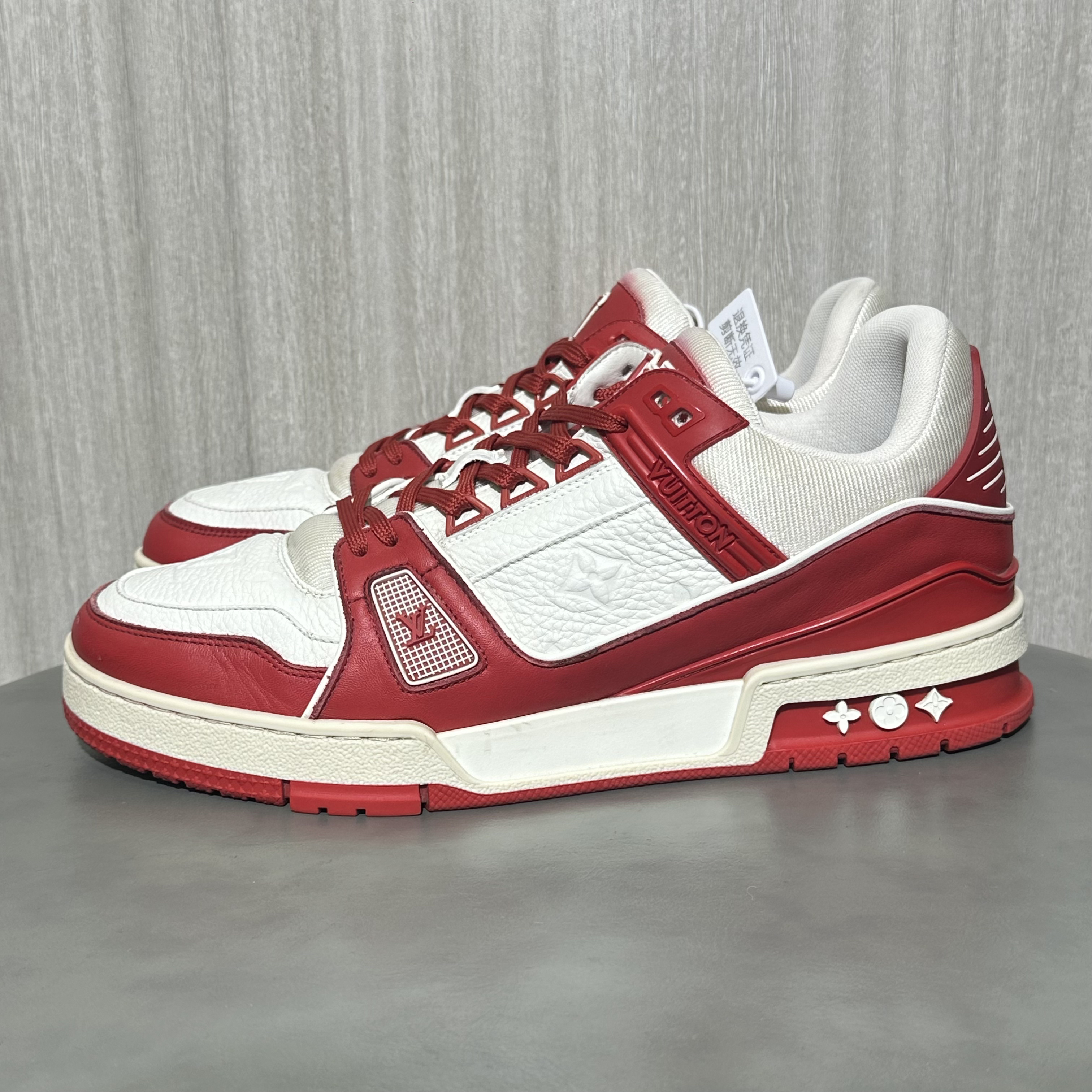 95新 LouisVuitton/路易威登 41码 trainer 红色慈善 低帮板鞋