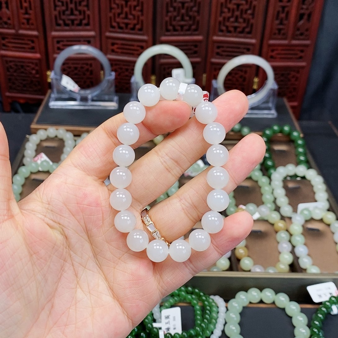 和田玉手串未镶嵌白玉10