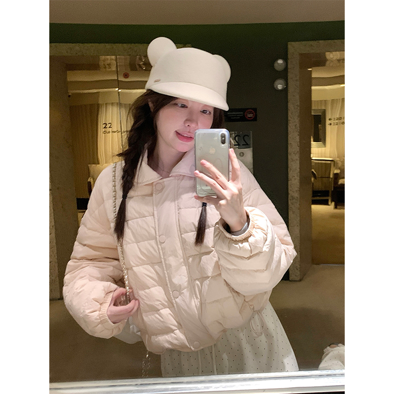 甜美温柔风翻领排骨加厚棉服女冬季超好看韩系显瘦百搭保暖棉衣潮