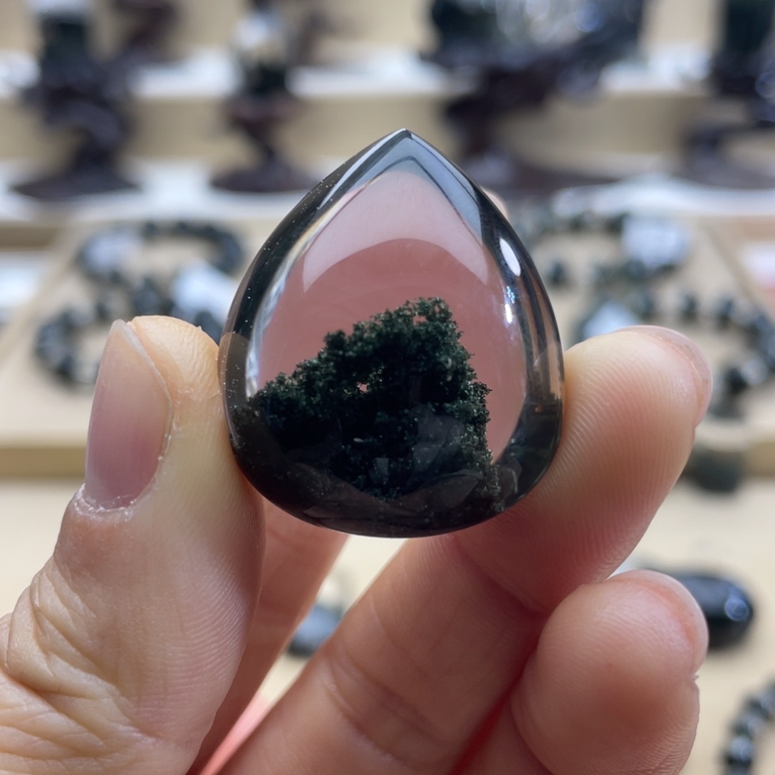 水晶颈饰未镶嵌绿幽灵金字塔水滴