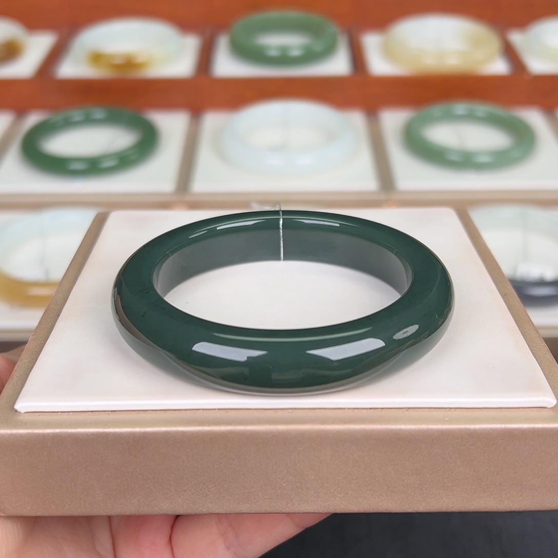 和田玉未镶嵌手镯且末瓷蓝