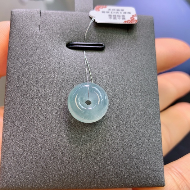 缅甸天然翡翠A货冰润蓝底平安扣A761#