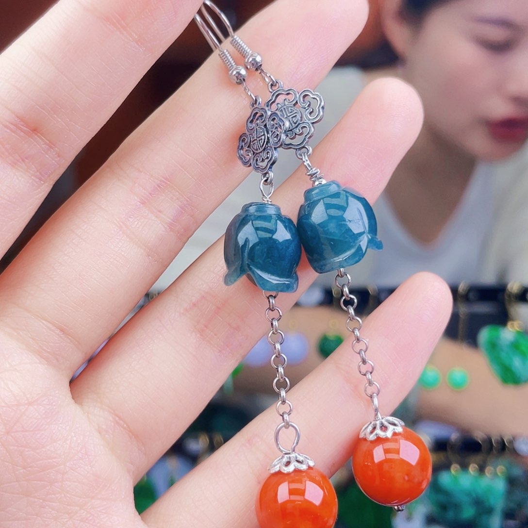 翡翠未镶嵌耳饰饰品