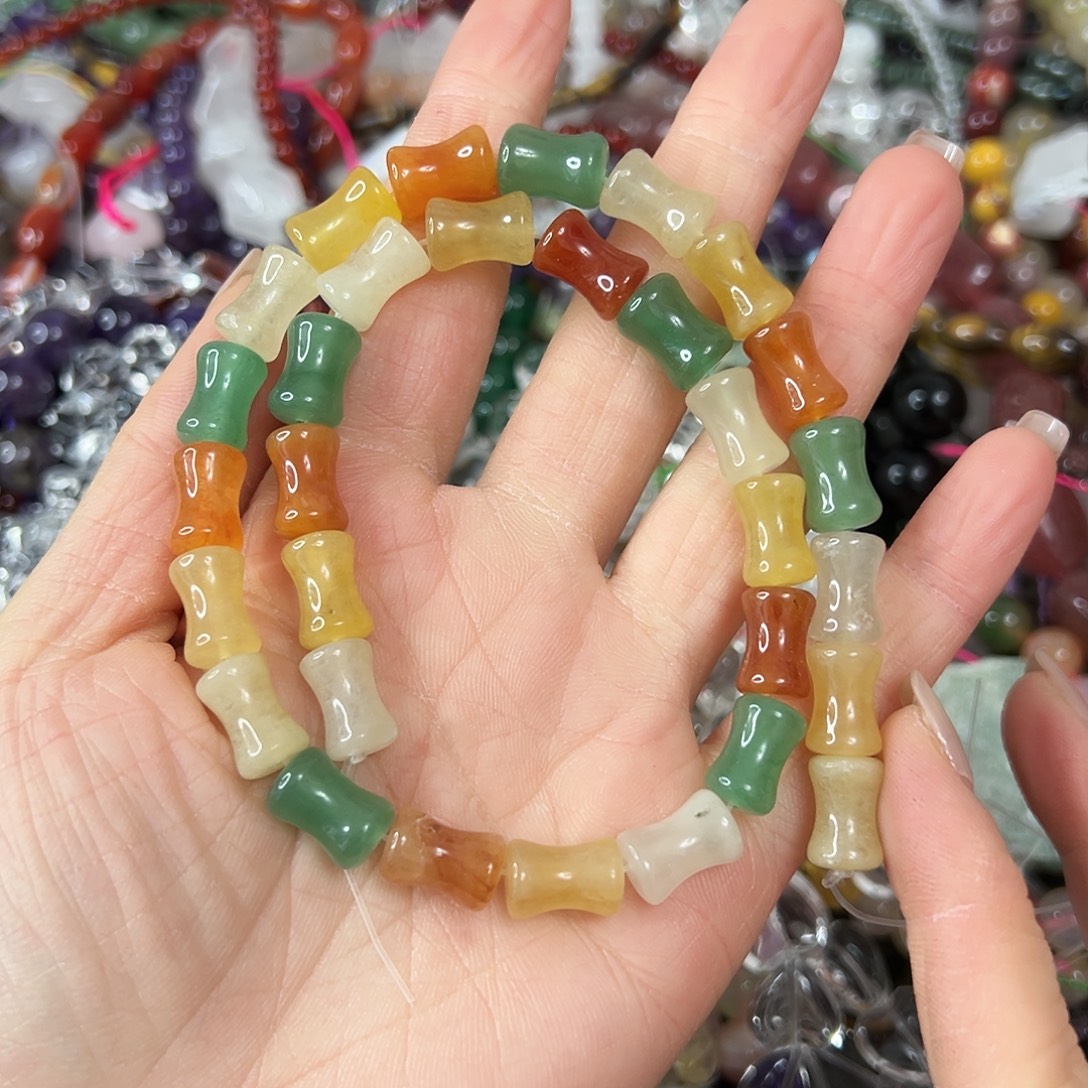 玛瑙/玉髓未镶嵌珠宝半成品，多宝竹节一条