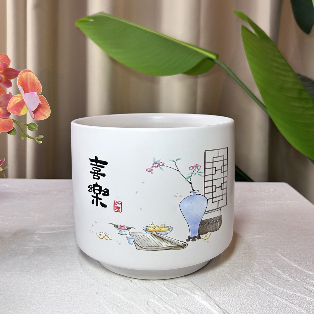 C180口17高15创意喜乐透气花盆适合蝴蝶兰多肉等绿植花卉