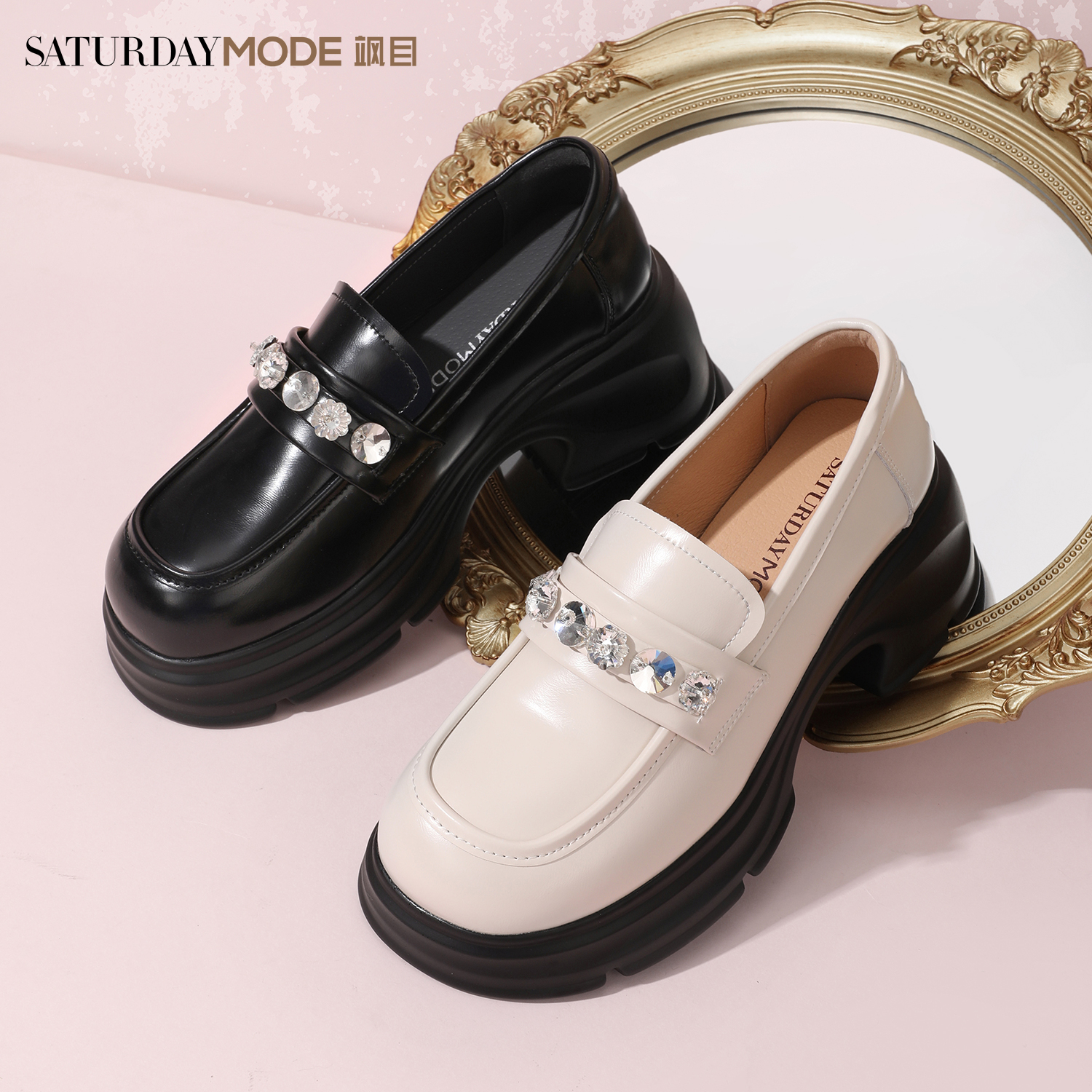 SATURDAYMODE时尚厚底乐福鞋春季秋款英伦简约MD43112D25