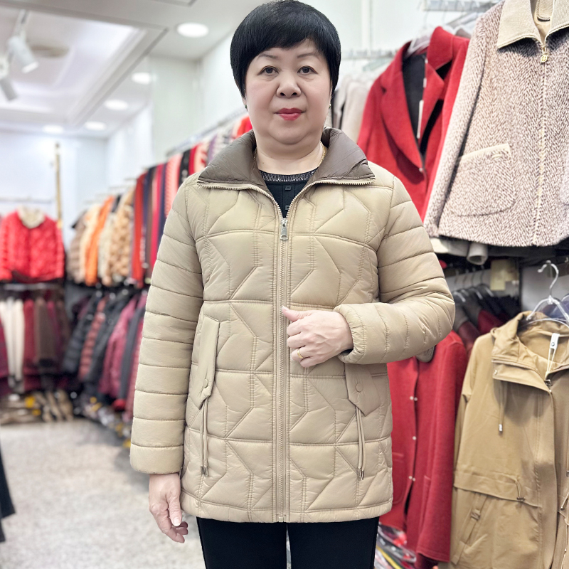 冬季妈妈保暖棉服女外套拉链中长款中老年女装冬装棉袄翻领棉衣厚