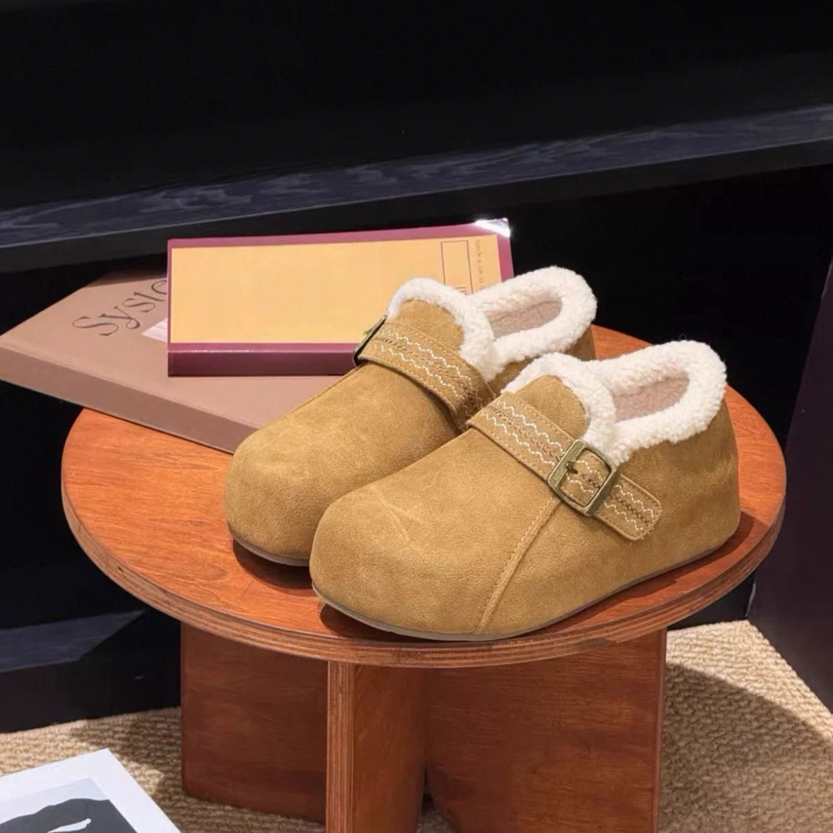 增高厚底女款加绒勃肯鞋防滑软底冬季棉鞋99966