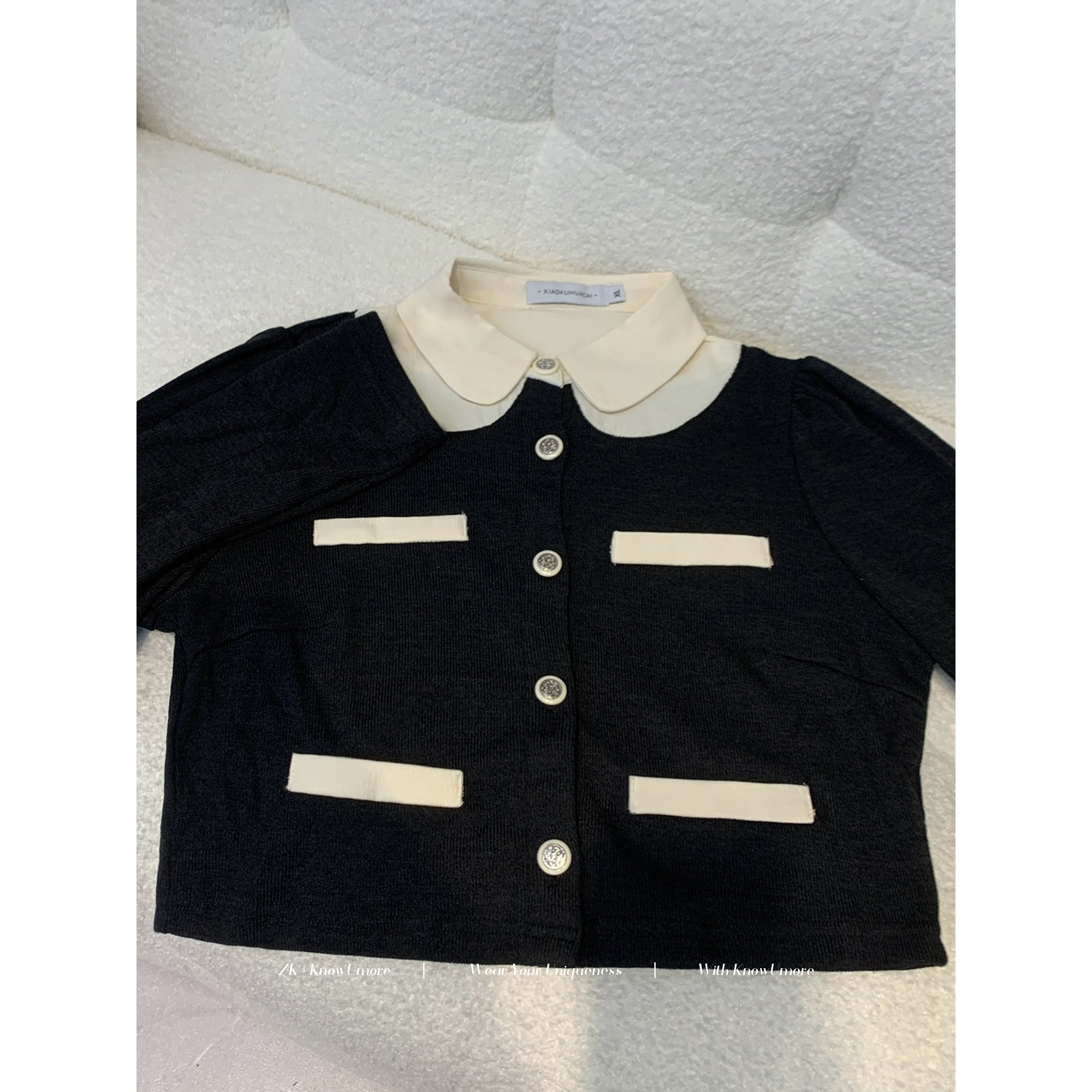 知葵微胖定制【罗勒上衣】初春小香风气质假两件外套上衣12231D9890