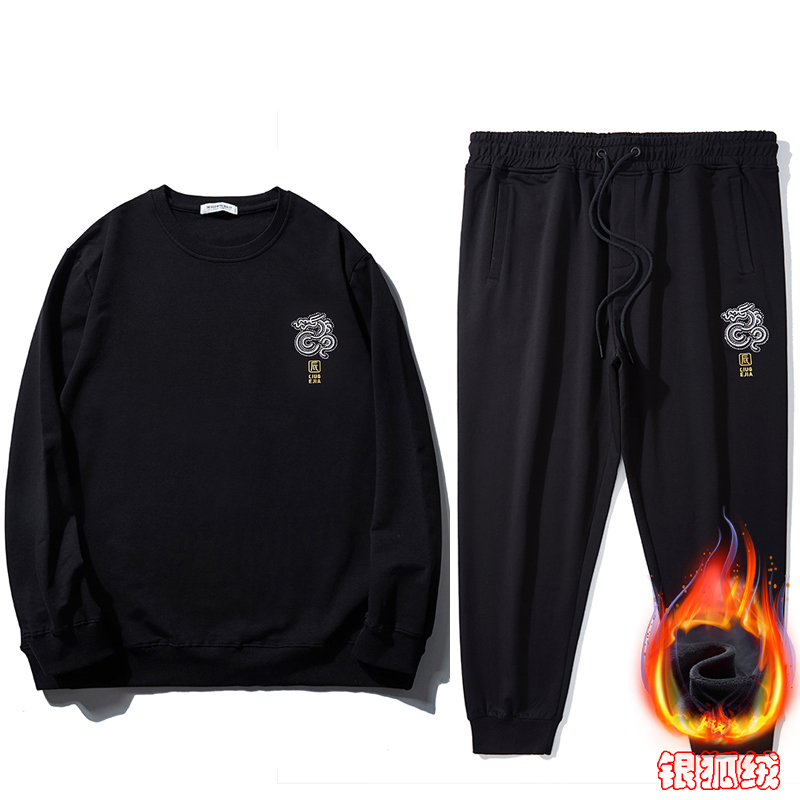 LIUGEJIA/六个加大码男装400斤刺绣加绒十二生肖卫衣套装 DT52134