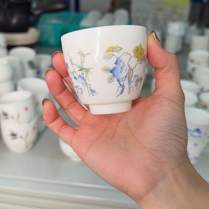 大***仔孤品高端素烧羊脂玉专场一个随单发梅兰竹菊主人杯100