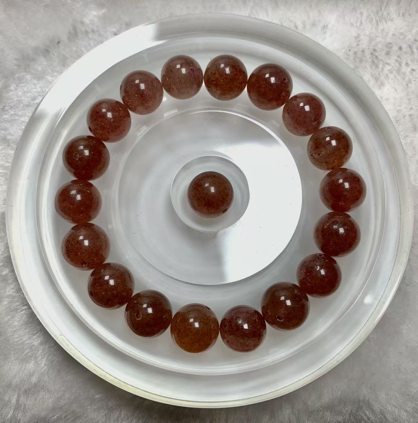 天然草莓水晶单珠