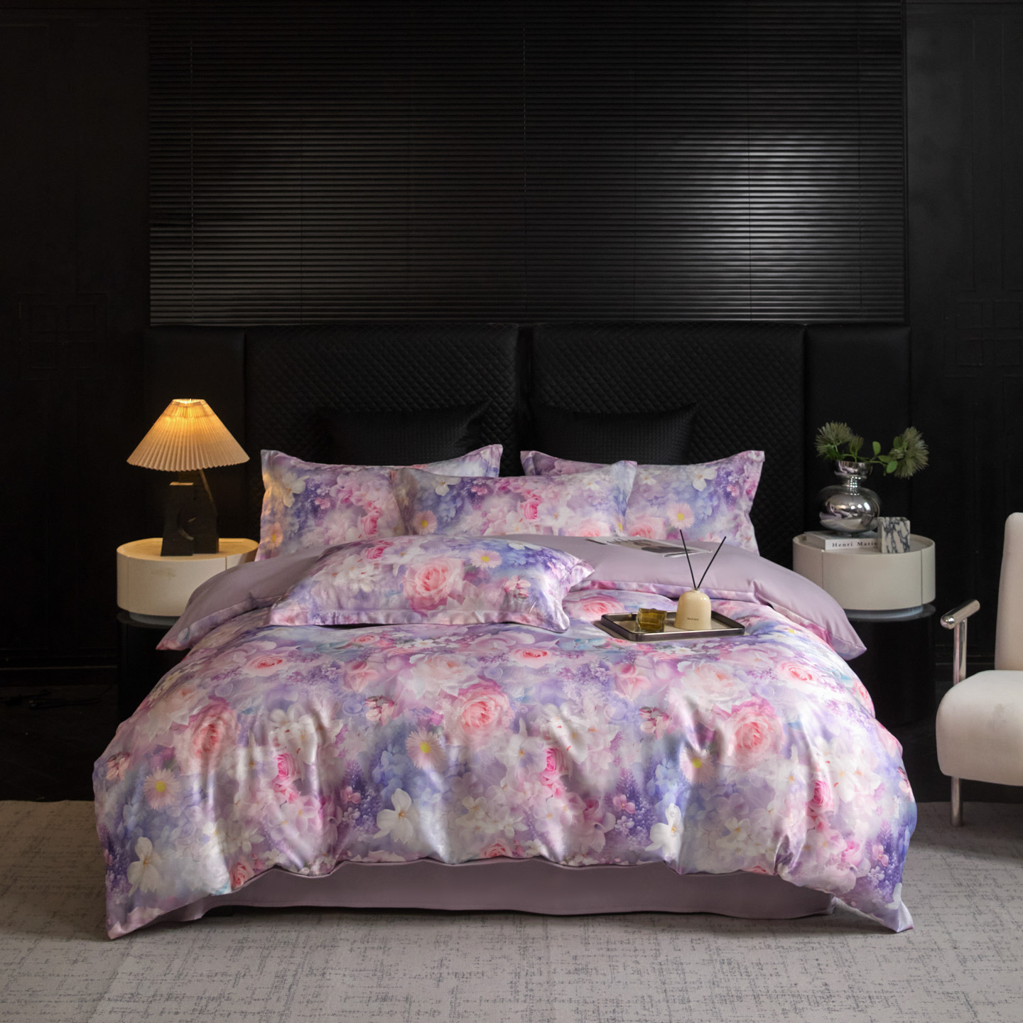 【试睡30天】欧式贡缎提花四件套轻奢床上用品套件-雅典娜-紫