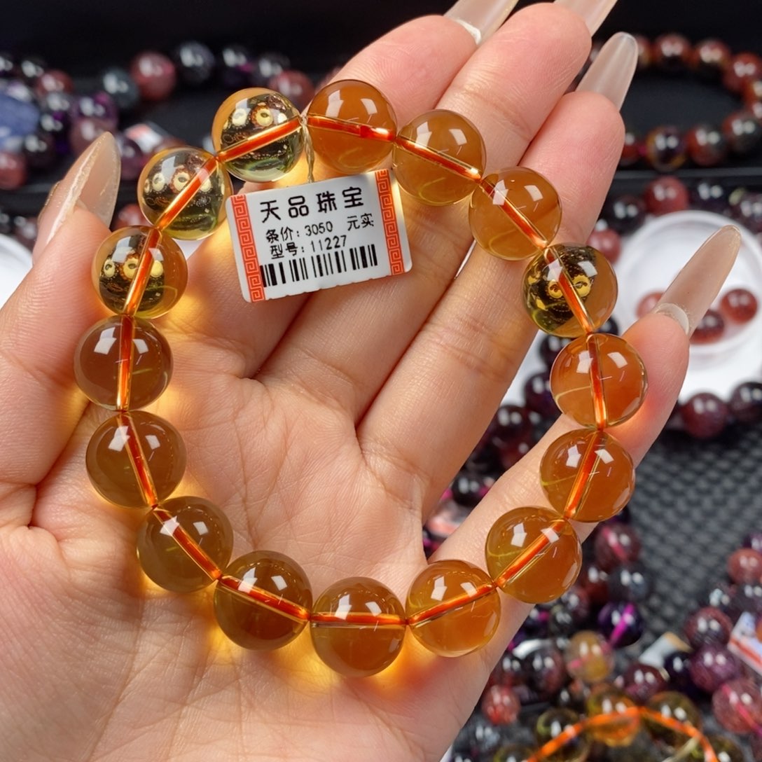 水晶手链未镶嵌冬**阳黄水晶11227