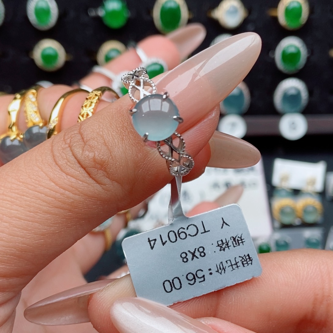 翡翠戒指银S925镶嵌855744