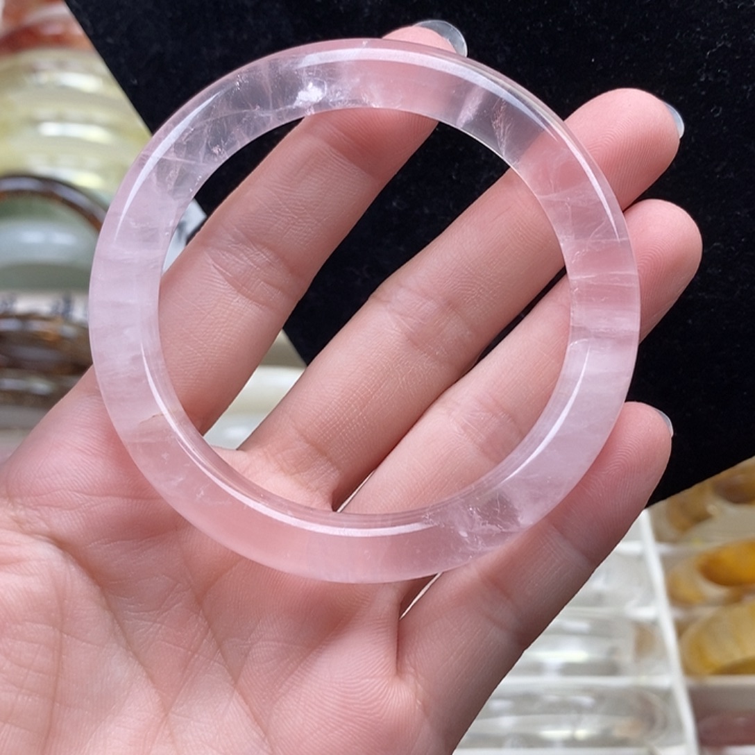 手镯水晶未镶嵌圆条粉水53➕