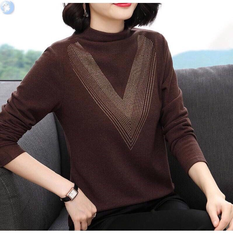 打底衫上衣毛衣秋冬新款德绒加绒妈妈保暖打底咖啡黑色墨T恤修身