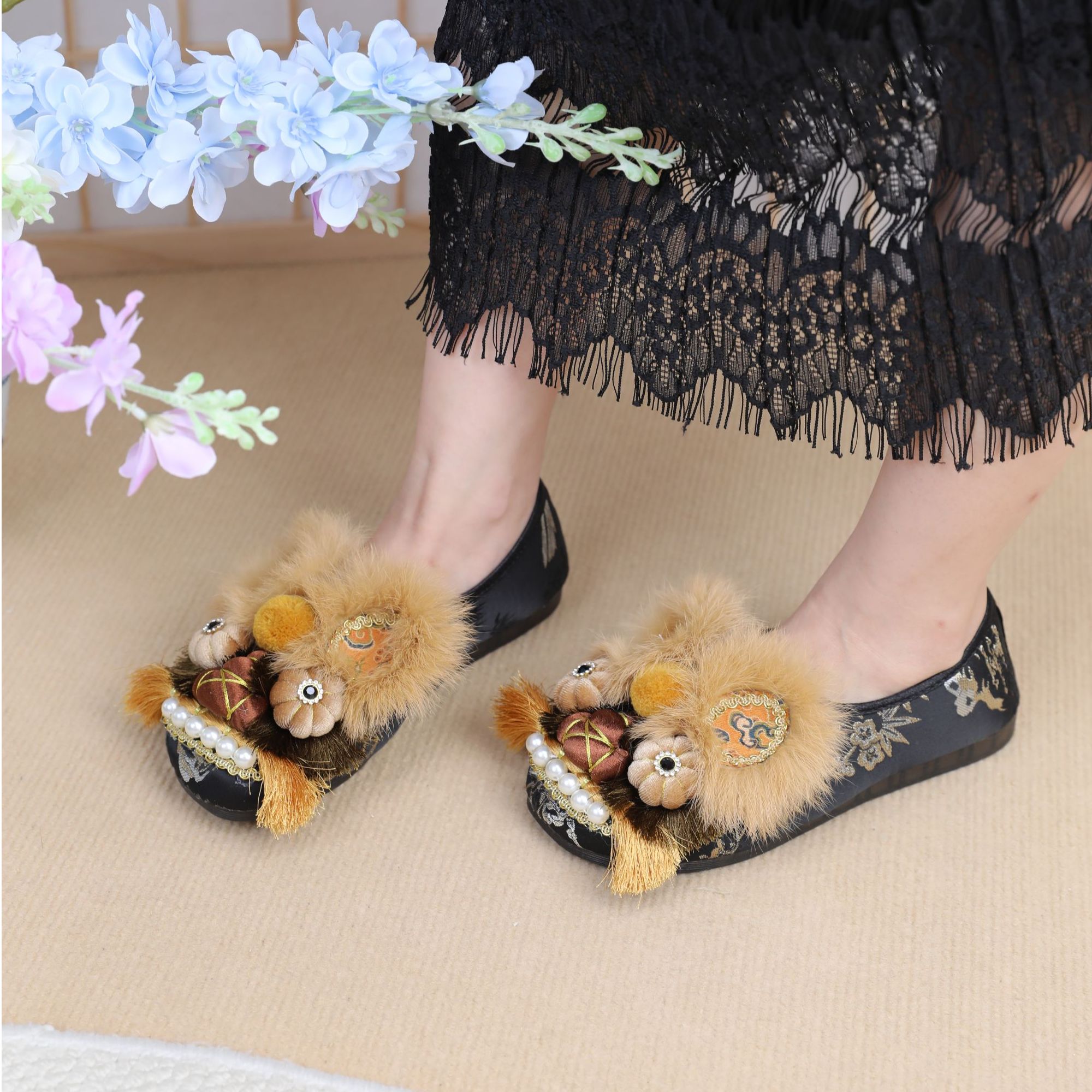 2025春季新款非遗手工虎头鞋女成人舒适软底民族风布鞋新中式单鞋