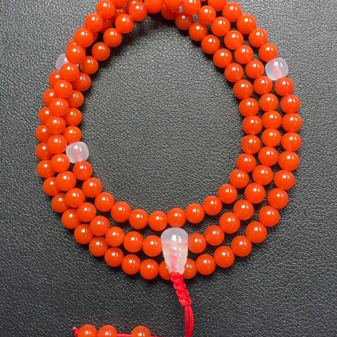 南红玛瑙未镶嵌108圆珠6mm