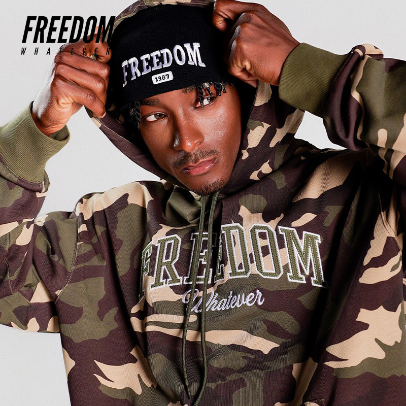 FREEDOM科恩同款迷彩连帽衫休闲健身上衣休闲运动训练服250290