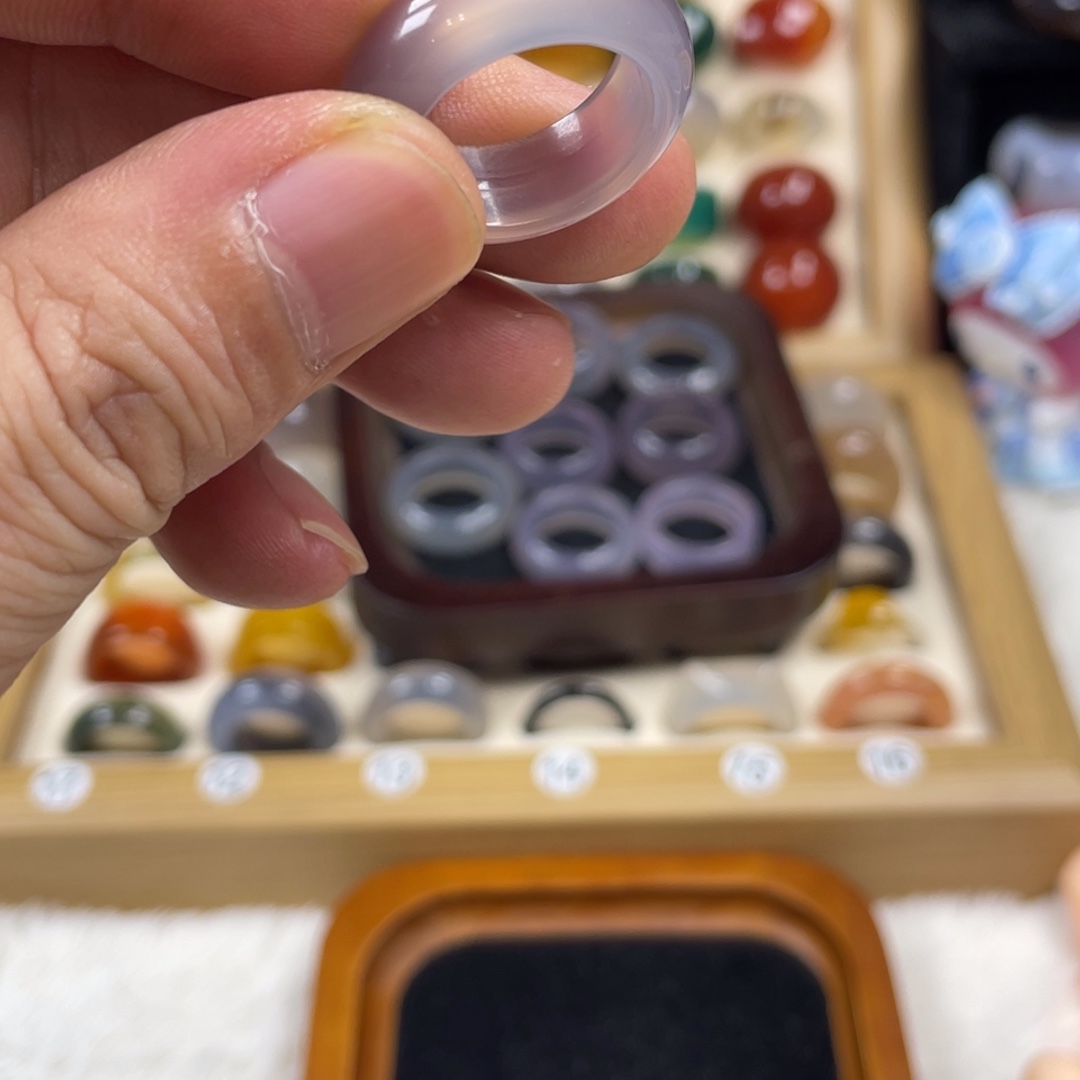 A***i玛瑙/玉髓未镶嵌戒指港15紫