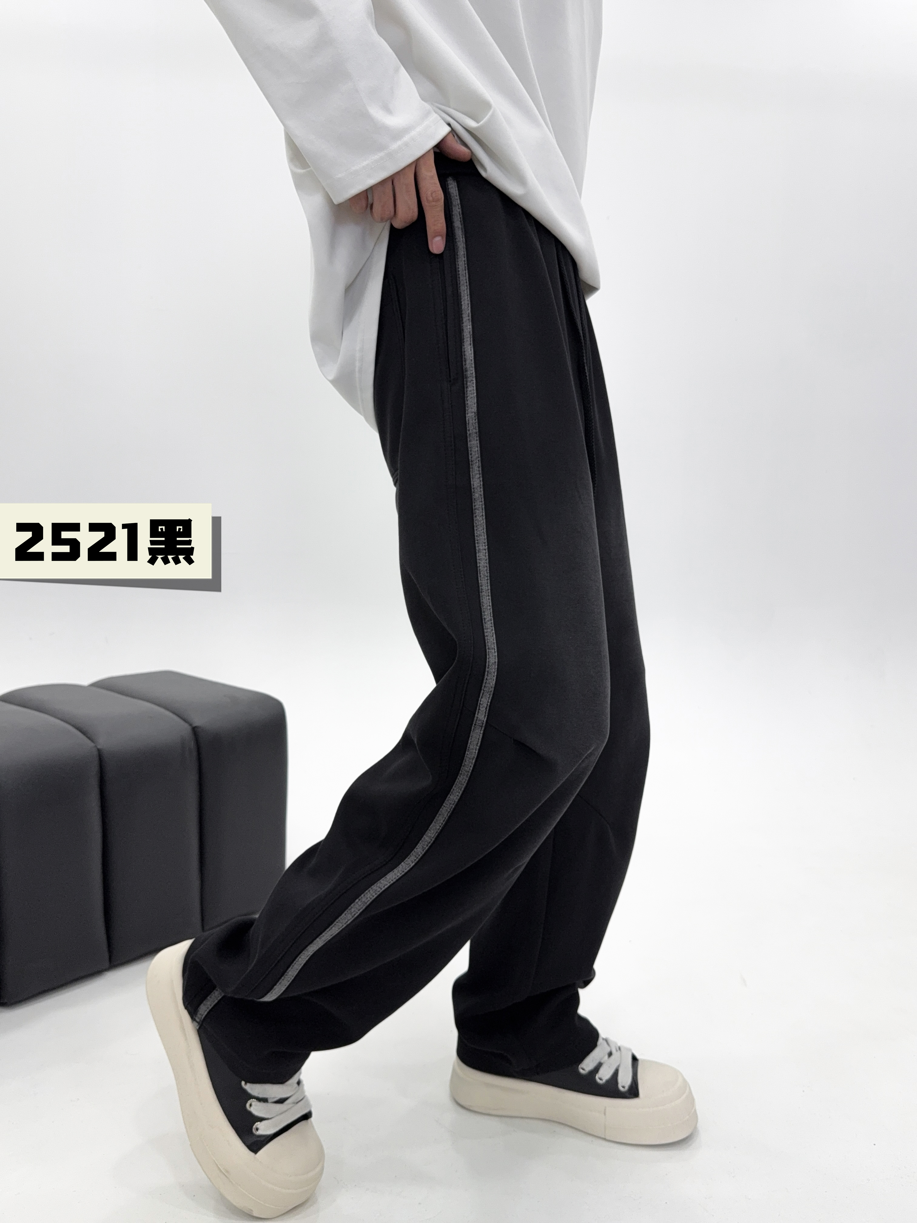 寶丹300斤长裤阔腿裤男士秋冬复古美日式休闲裤复古显腿瘦潮2521
