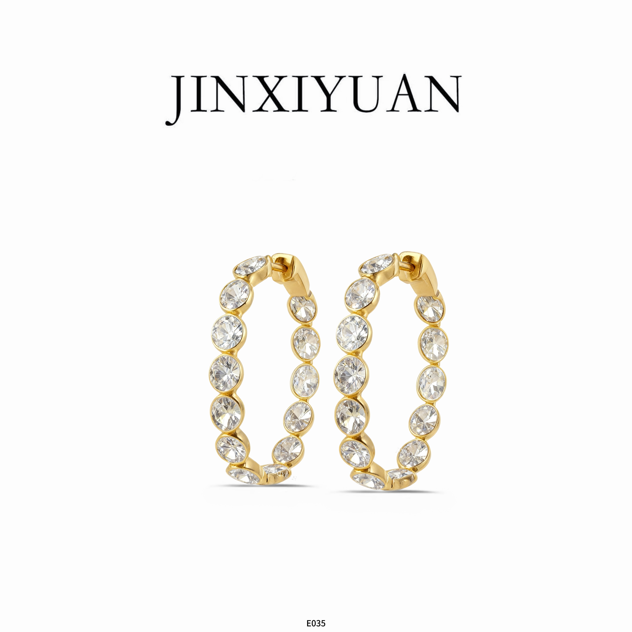 铜合金耳饰 JINXIYUAN/瑾熙媛【金辉琉彩】高级金色大圈圈耳环E035