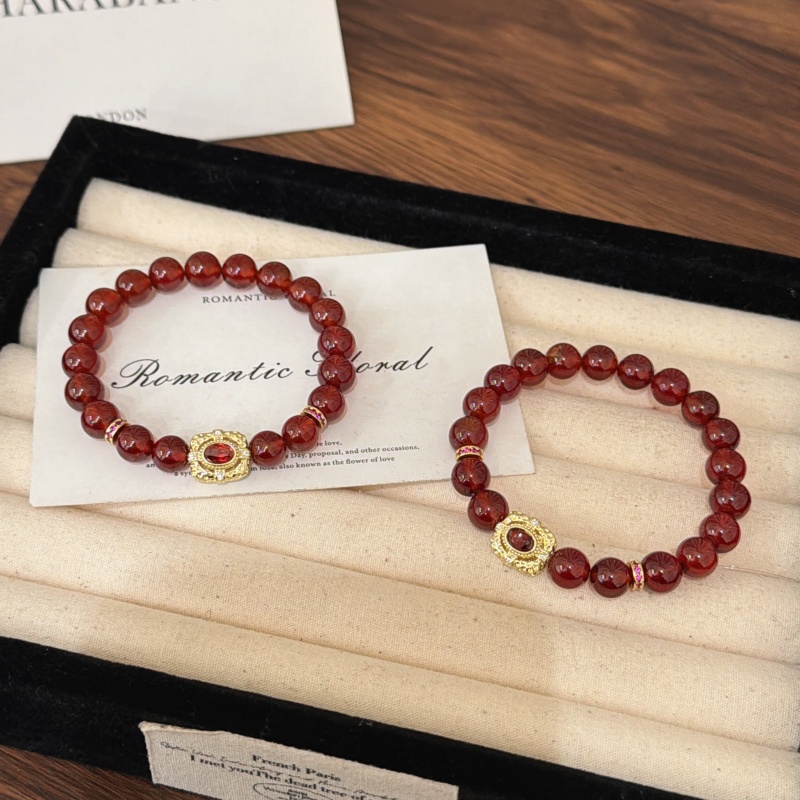 X2856橙红石榴石手链高端轻奢手串多样性发一