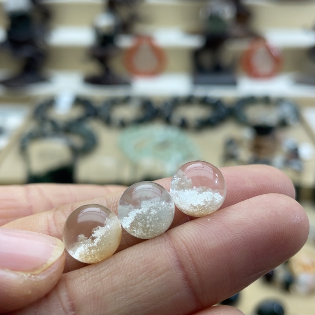 水晶手链未镶嵌孔****）白幽灵聚宝盆单珠打孔不退换