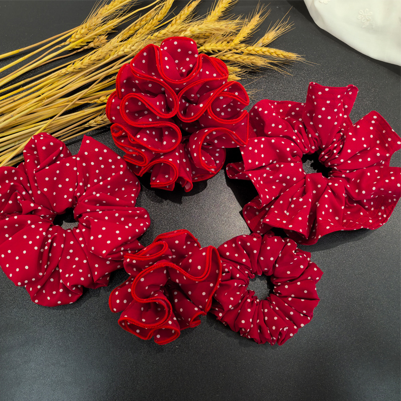 港味复古百搭红波点宫廷小蛮腰肠圈发圈通用女日韩发绳头绳气质款