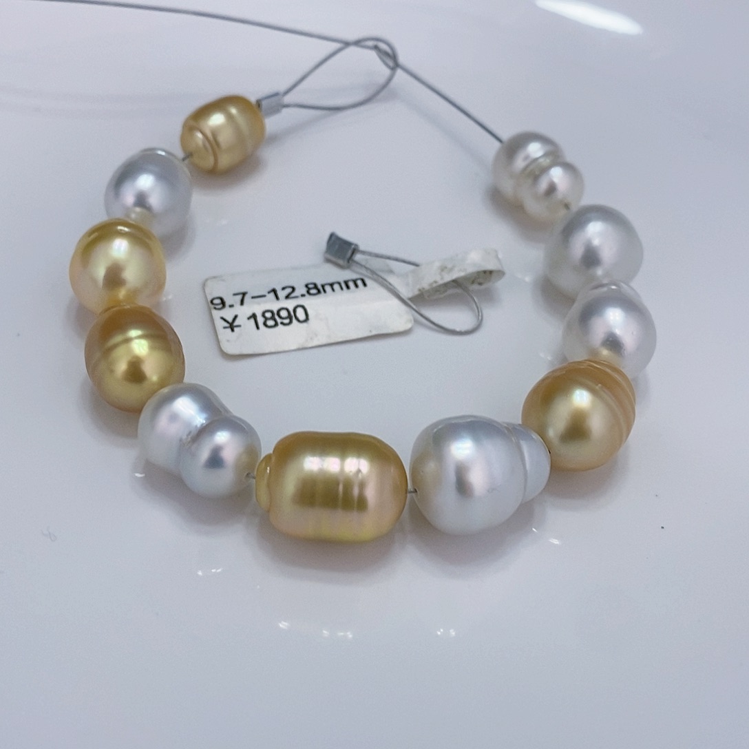 海水珍珠手绳未镶嵌笑**美白金混彩手链9.7-12.8兰
