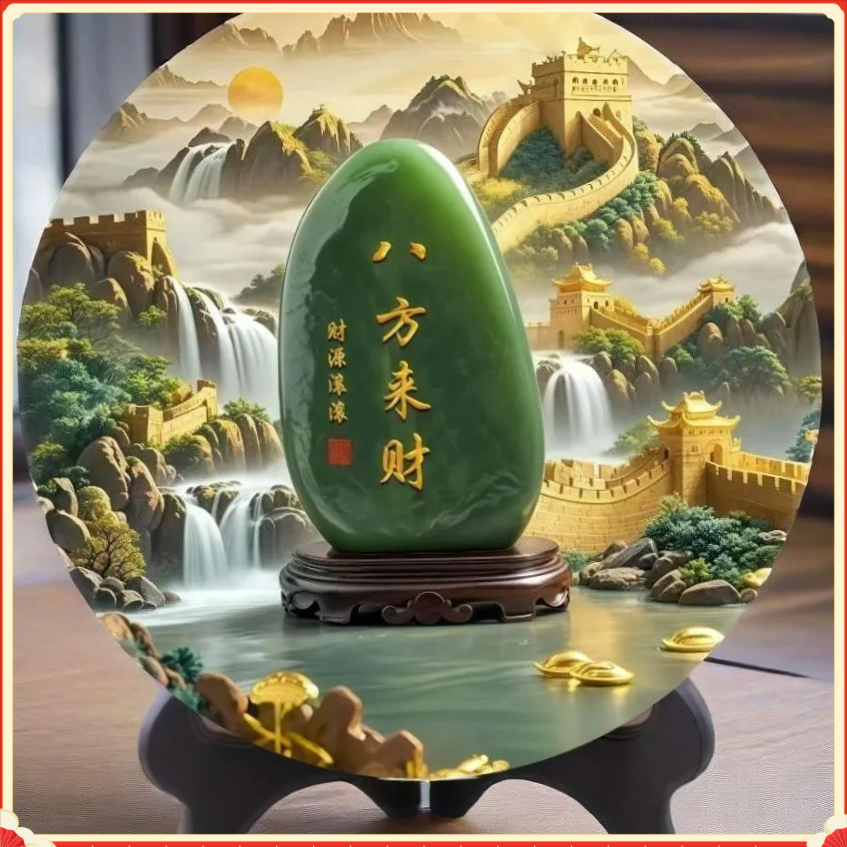 八方来财摆件玉石画靠山DWLW石画摆件招财转运旺宅客厅装饰【富盛】