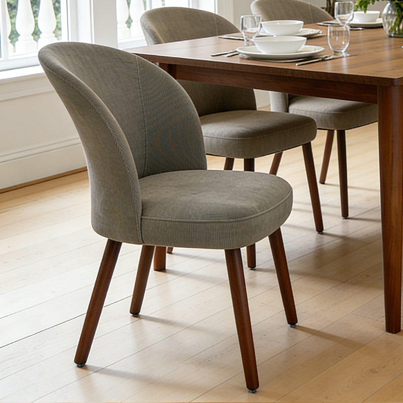 汉沃德意式餐椅实木布艺软包椅子别墅靠背单人休闲高端酒店洽谈椅