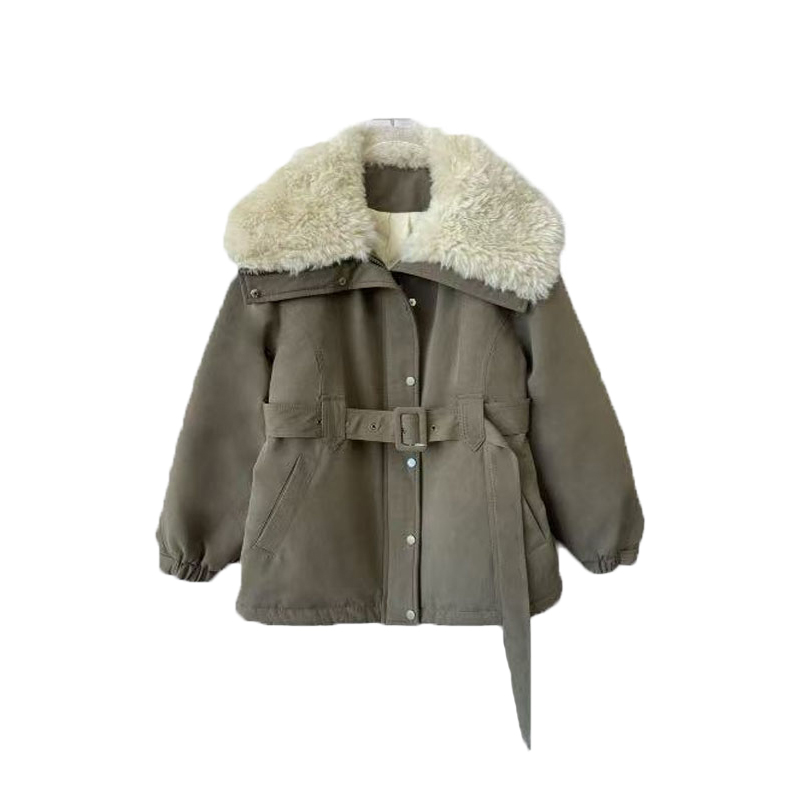 2025冬季翻领中长款内胆鸭绒收腰派克羽绒服250908