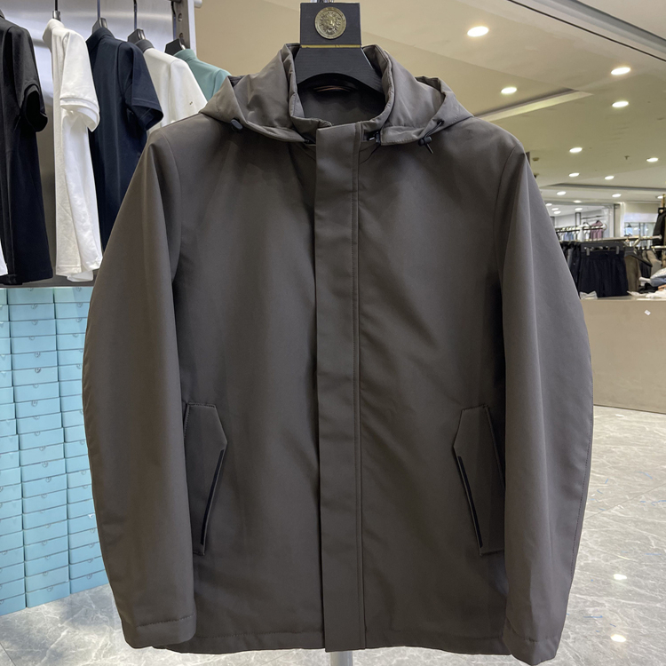 （020）简单大气连帽夹棉夹克外套秋冬新男商务棉服品牌撤柜剪标