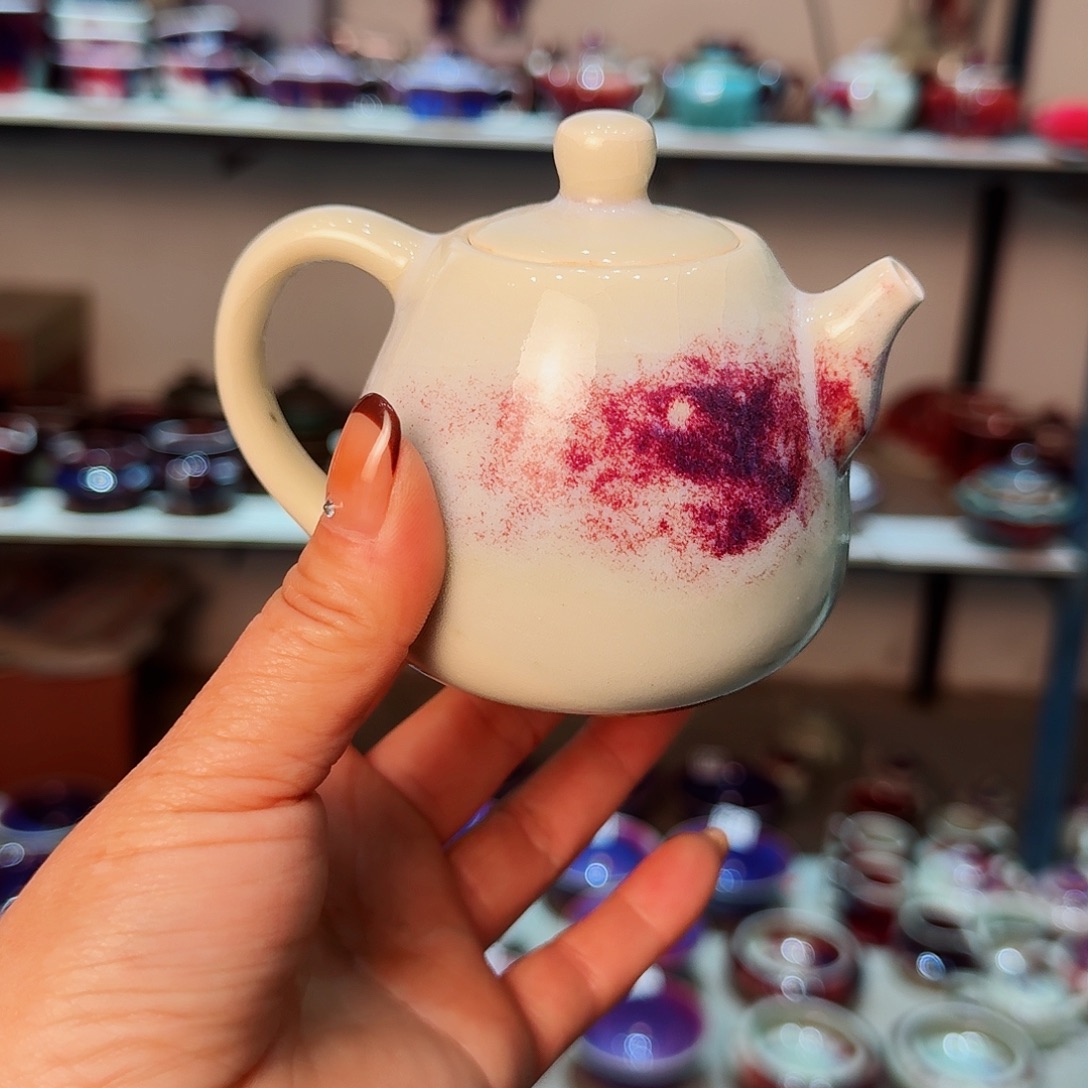 清***授微瑕钧瓷主人杯摆件工艺品