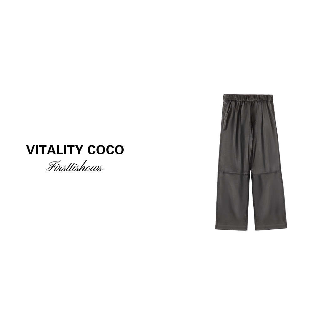 「VITALITY COCO」【极简主义】 新款直筒宽松绵羊皮九分裤204