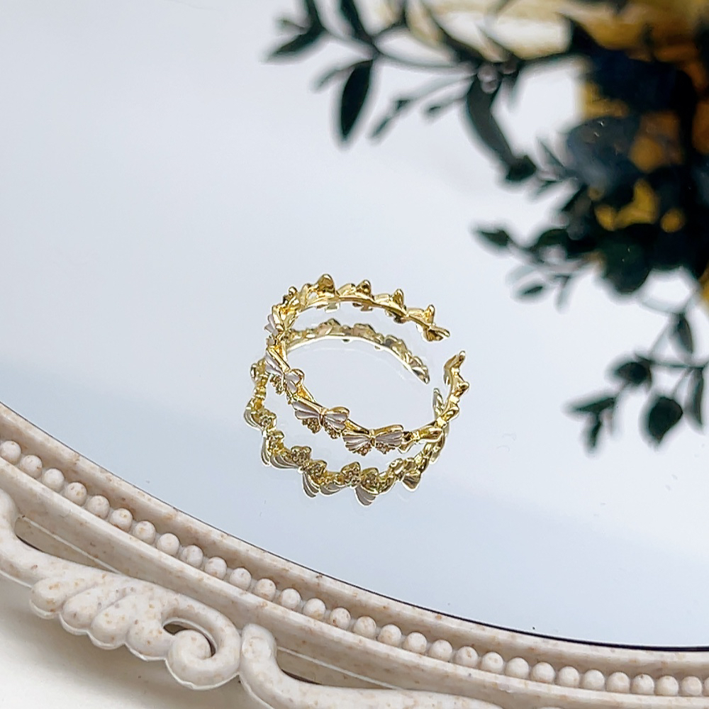 铜合金仿水晶戒指 02902 好啊商店 蝴蝶戒指 开口可调节