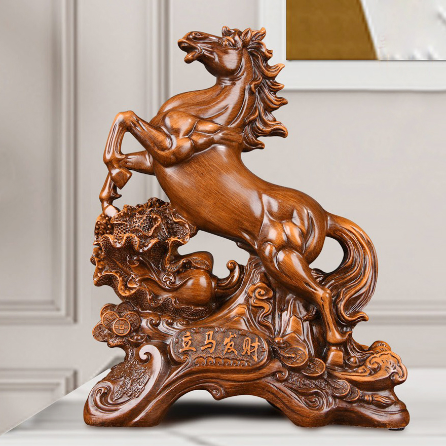 立马发财马摆件公司开业礼品客厅玄关中式长19高24CM
