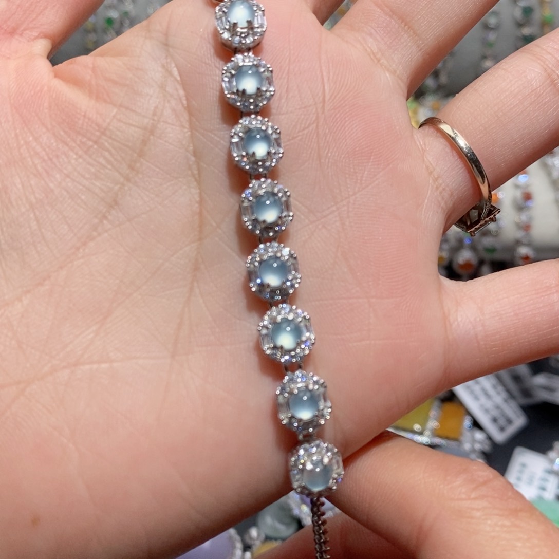 翡翠手链银S925镶嵌c c c