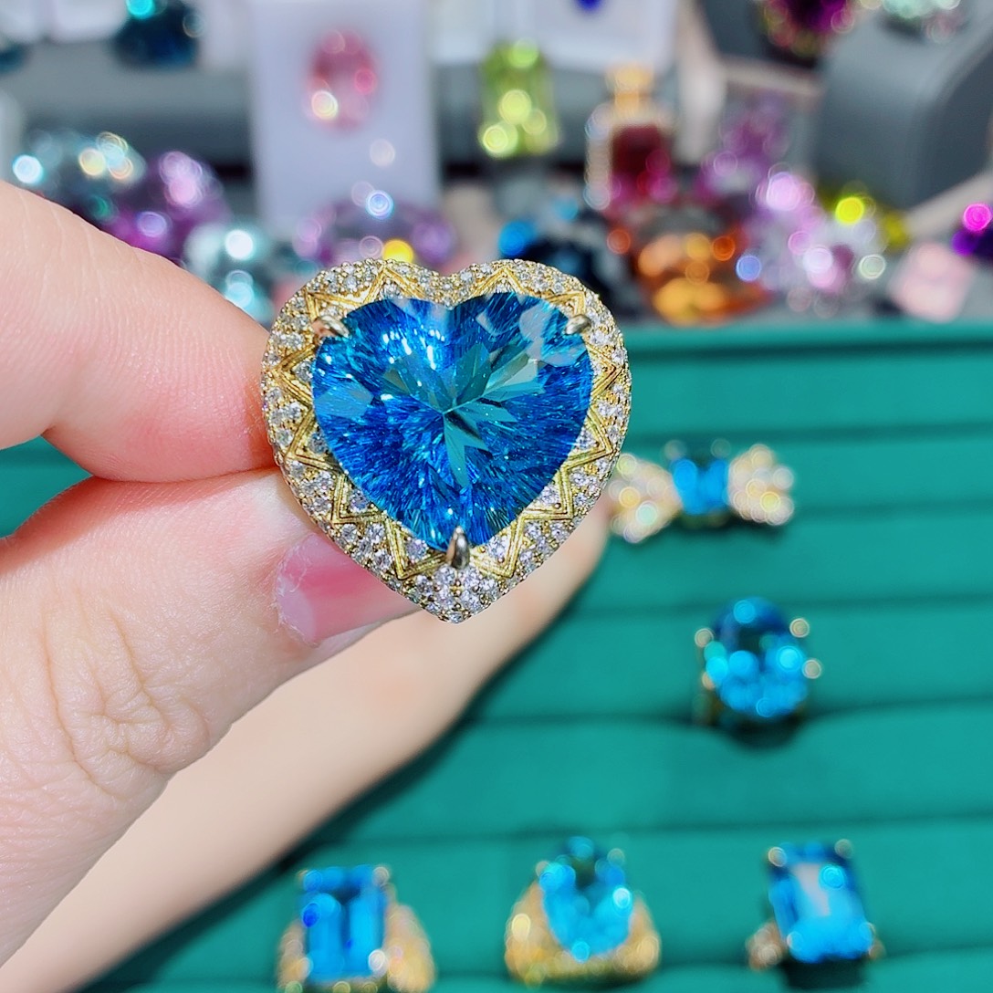 托帕石银S925镶嵌戒指