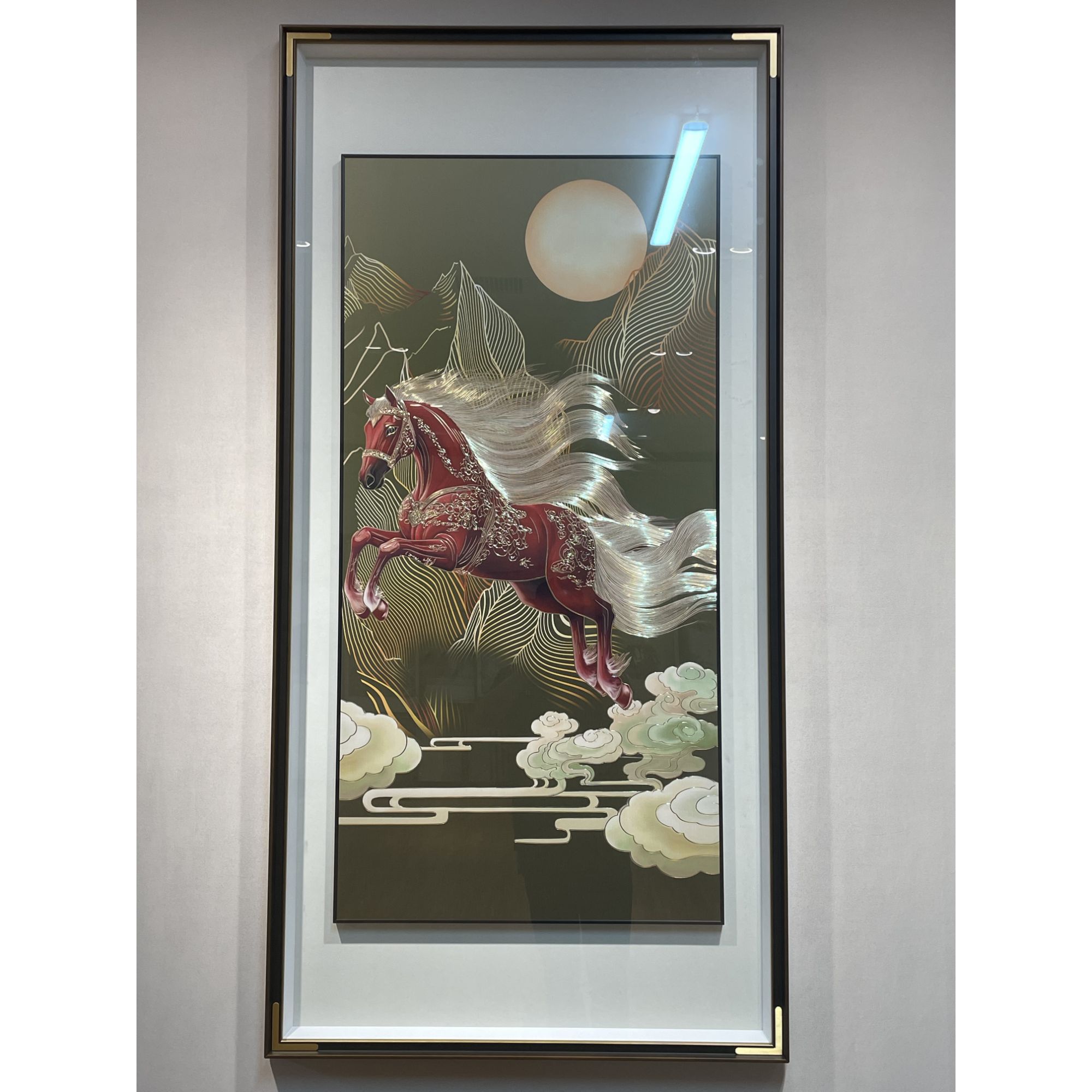 铜小鸭《马到成功》手工铜板雕刻 玄关画茶室餐厅挂画