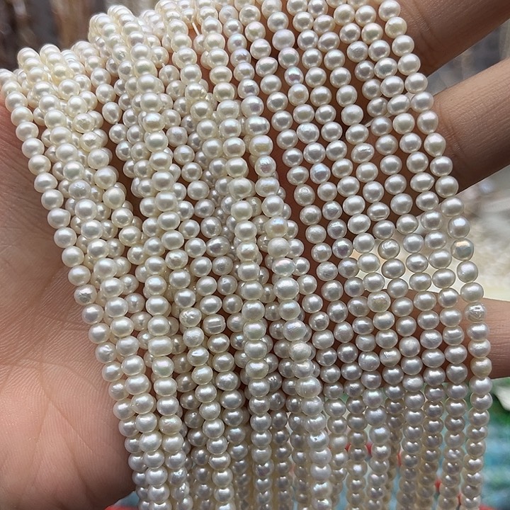 未镶嵌玛瑙/玉髓珠宝半成品一条3.5mm左右近椭圆珍珠