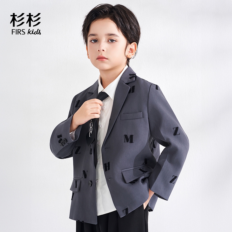 FIRS kids/杉杉男童印花休闲西装帅气韩版儿童主持演讲