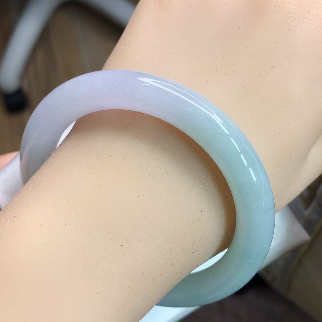 未镶嵌手镯翡翠58.4圈口冰春彩圆条616