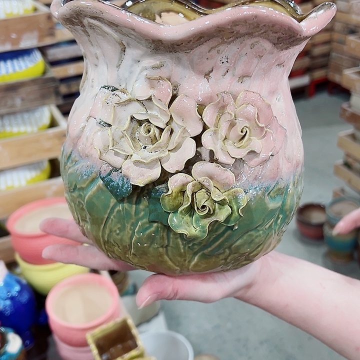 有孔，凑单福利满10元发货陶瓷多肉花盆！