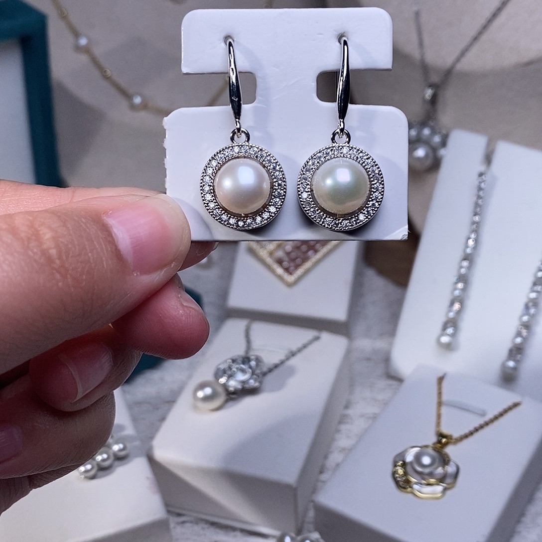 耳饰淡水珍珠银S925镶嵌