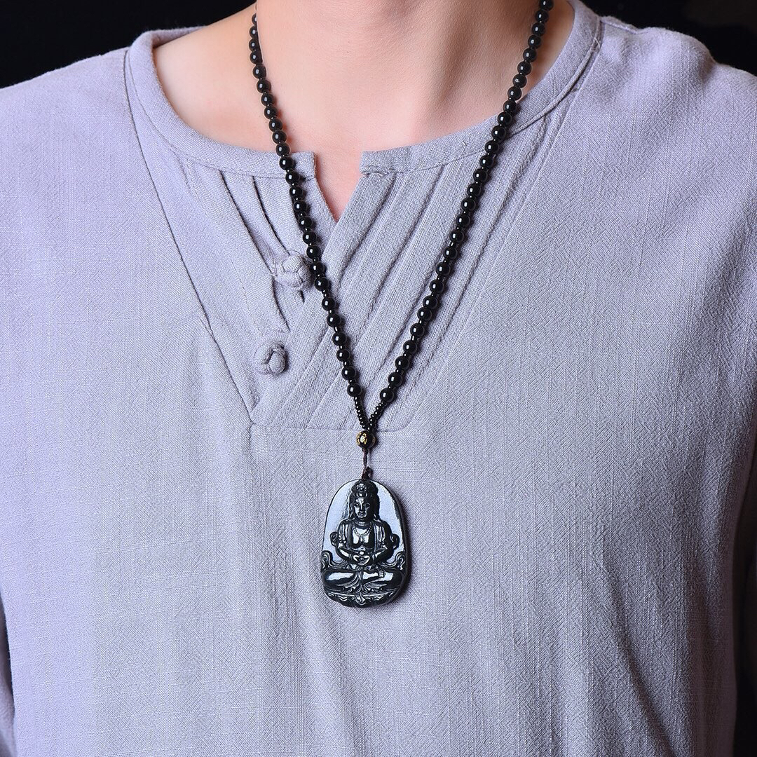 【名称】精致和田玉青玉观音 【规格】55×39 